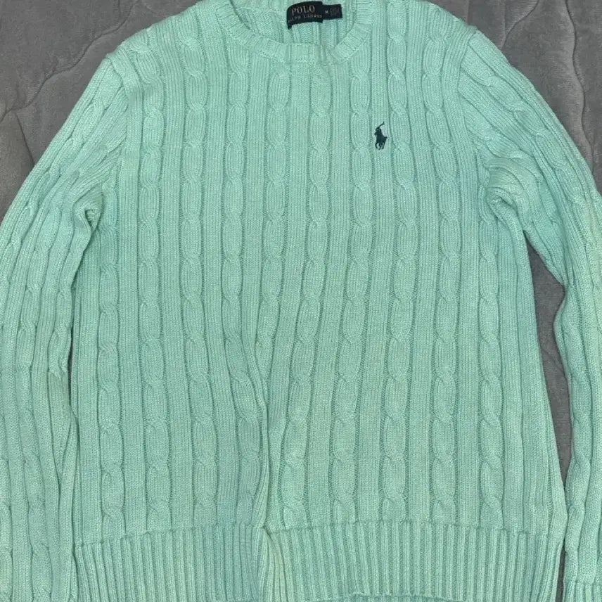 [BUNJANG] Polo Ralph Lauren Cable Knit Sweater Mint Green / 폴로 랄프로렌 케이블 니트 민트색m