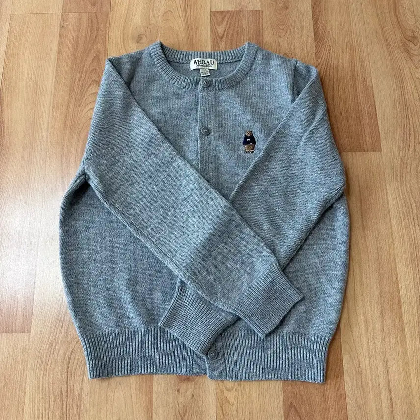 [BUNJANG] Who.A.U Steve Round Neck Gray Cardigan / 후아유 스티브 라운드넥 그레이 회색 가디건