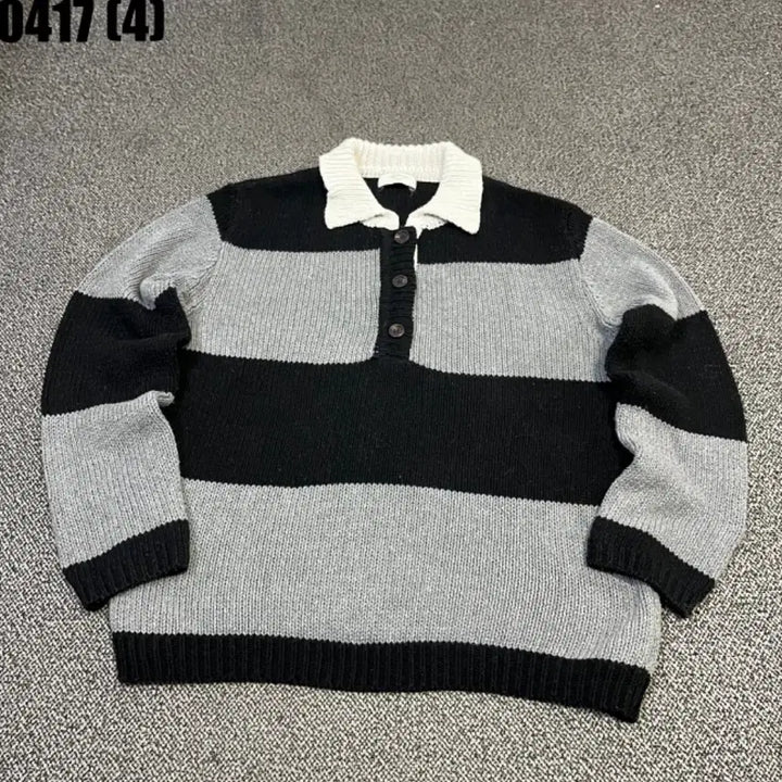 [BUNJANG] Unspecified Brand Striped Knit Long Sleeve T-shirt / 카라넥 단가라 니트 긴팔티 F | 0417 [4]