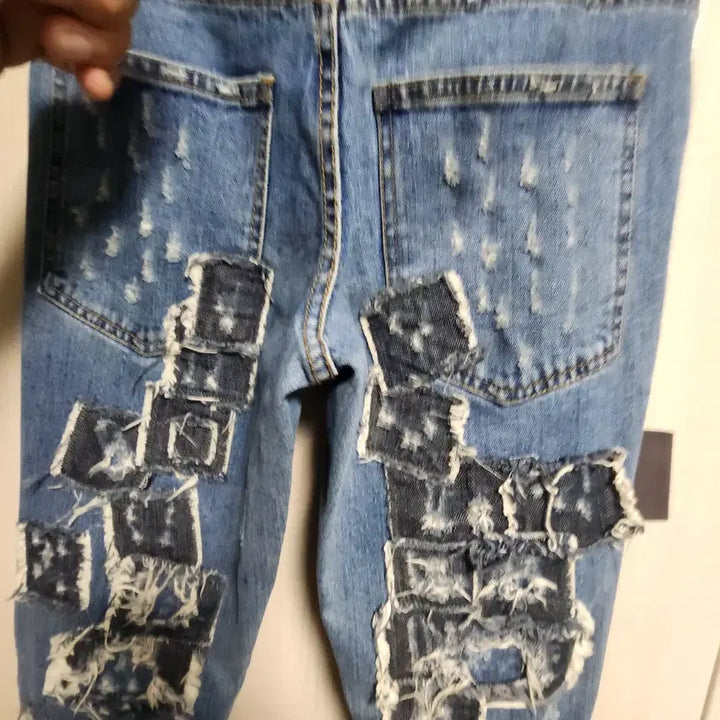 [BUNJANG] Cheap Monday Crack Patch Punk Skinny Jeans / 칩먼데이 크랙 패치 펑크 스키니진 (28x32)
