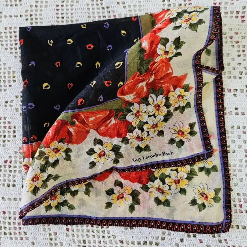 [BUNJANG] Designer Floral Handkerchief Bundle Set / 디자이너 플라워 손수건 3장 일괄