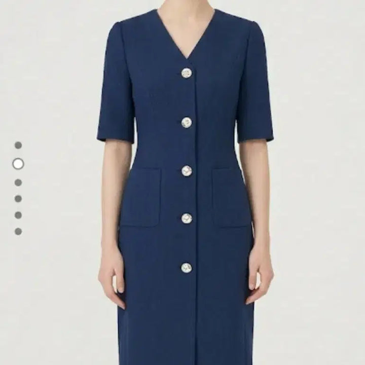 [BUNJANG] Unbranded V-neck Point Button Dress (Navy) / 린 브이넥 포인트버튼 원피스 77사이즈