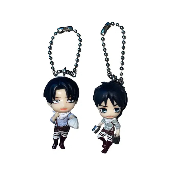 [BUNJANG] Attack on Titan Levi &amp; Eren Mascot Keyring / 진격의 거인 리바이 에렌 피규어 마스코트 키링 청소 ver.