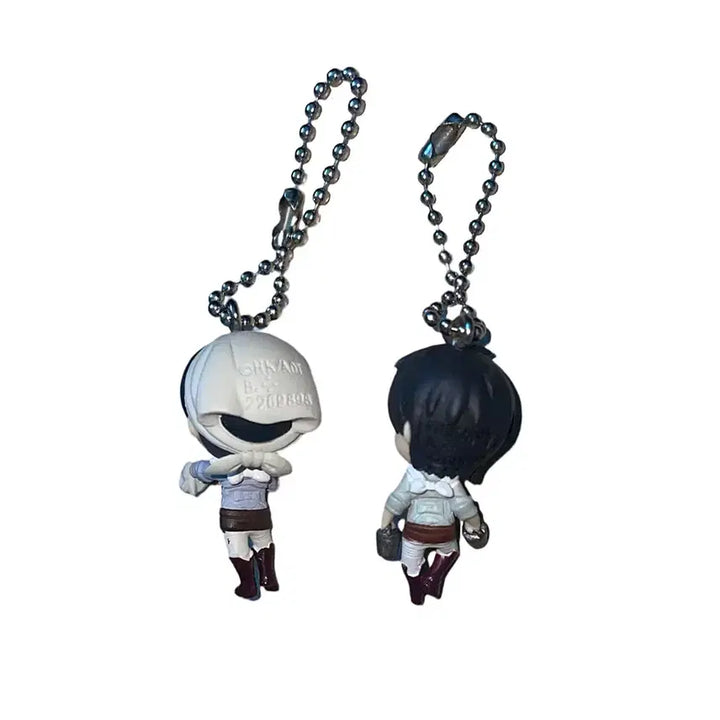 [BUNJANG] Attack on Titan Levi &amp; Eren Mascot Keyring / 진격의 거인 리바이 에렌 피규어 마스코트 키링 청소 ver.