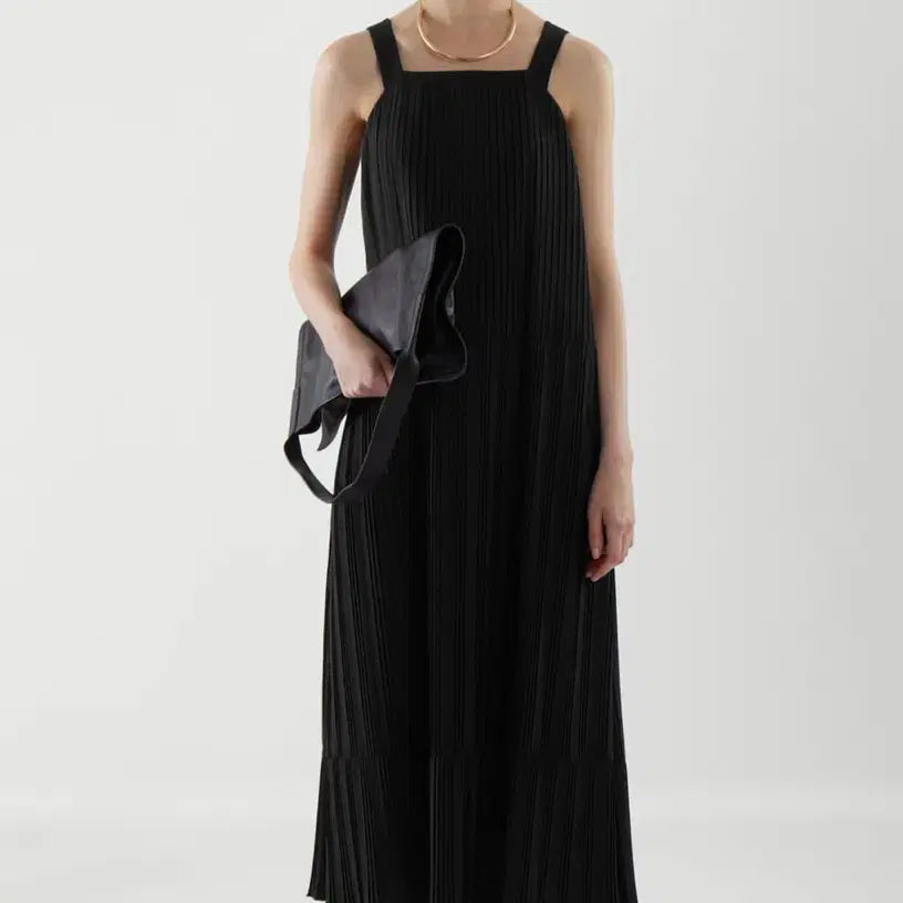 [BUNJANG] COS Black Pleated Long Dress / COS 블랙 플리츠 롱 원피스