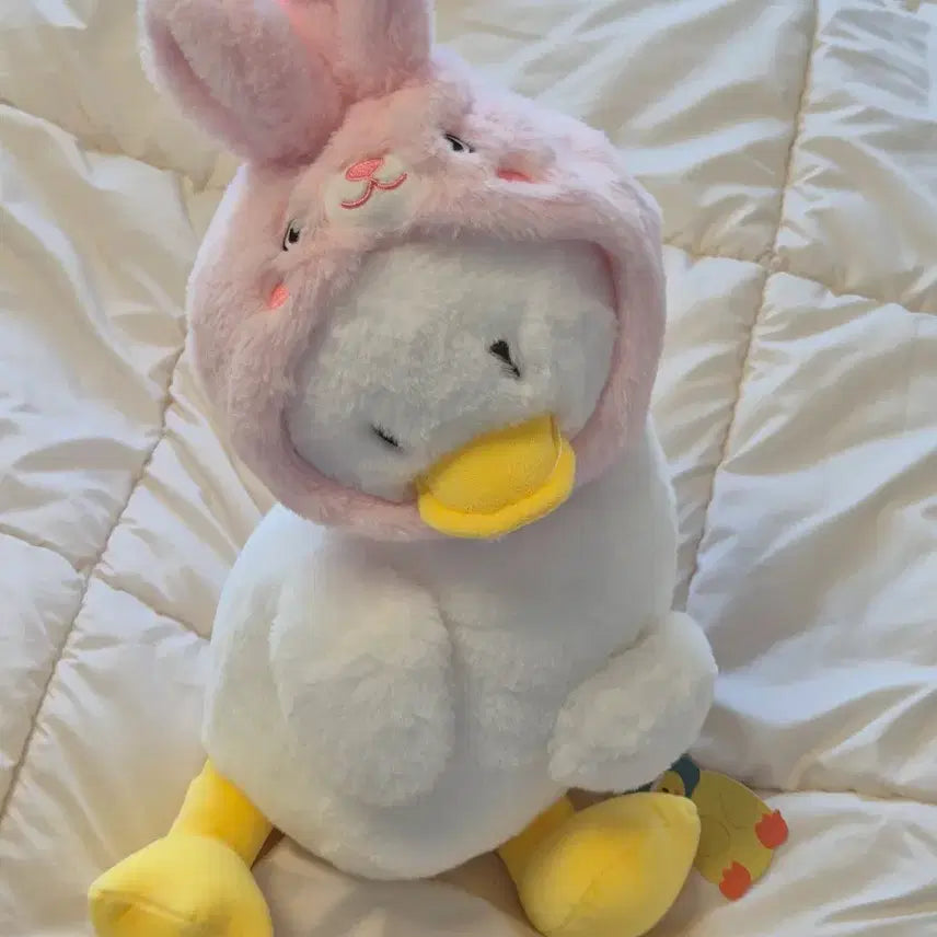 [BUNJANG] Duck Plush Toy with Rabbit Hat / 토끼 모자 오리 인형 봉제인형