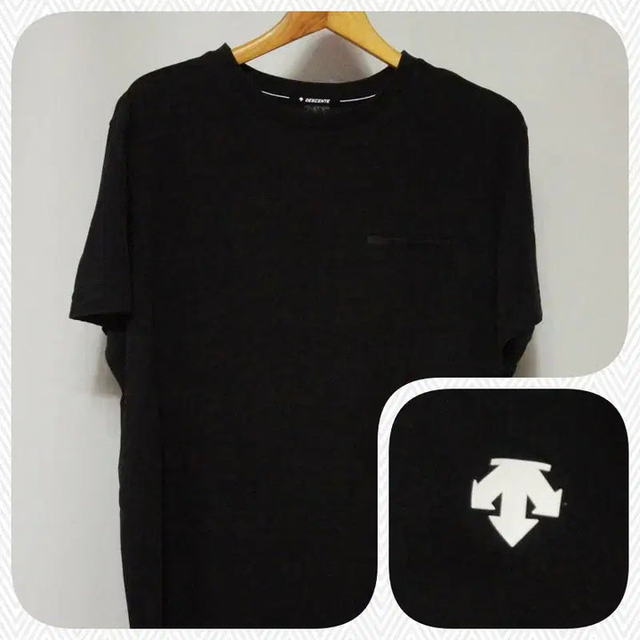 [SOLD OUT] 데상트 블랙 반팔 라운드 티셔츠 남성110
