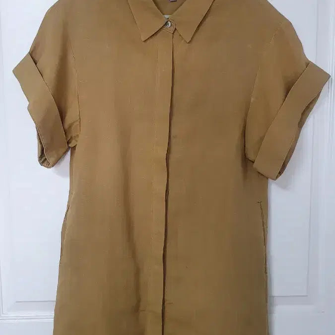 [BUNJANG] Byulbat Linen Shirt Dress Camel / byulbat 별밭양품점 린넨 셔츠 원피스 카멜