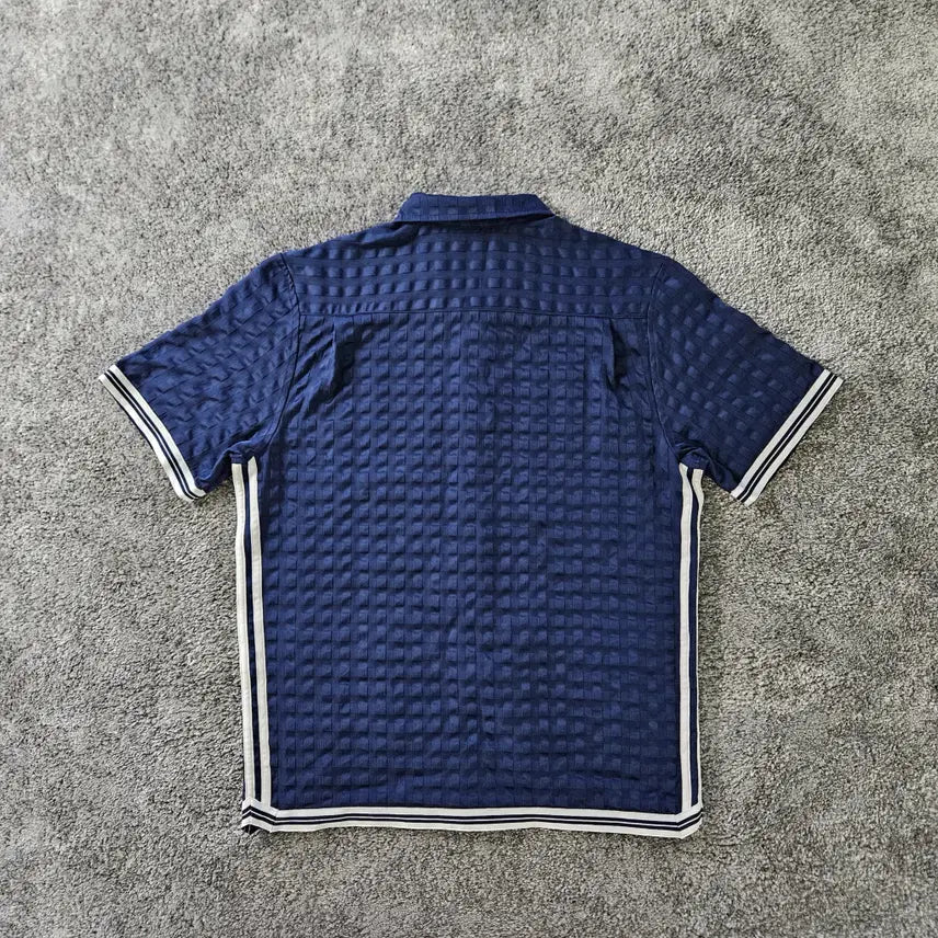 [BUNJANG] Adidas Checkered Pattern Snap Top / [무료배송] ADIDAS 반팔 스냅탑