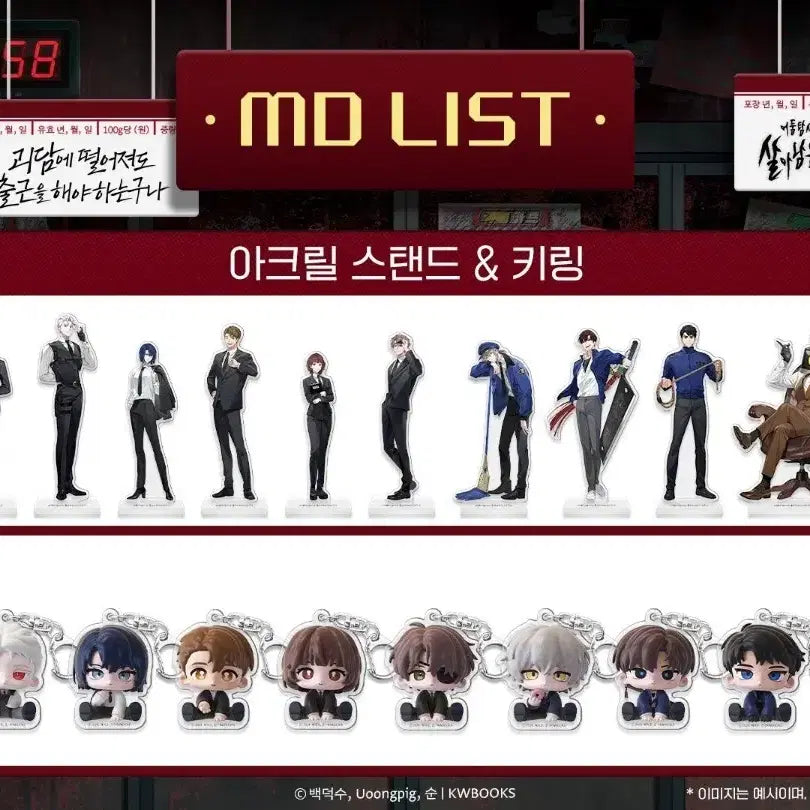 [BUNJANG] Goedamchulgeun Acrylic Keyring Bundle Set / 괴담출근 팝업 공식 아크릴 키링 김솔음 백사헌 원가양도