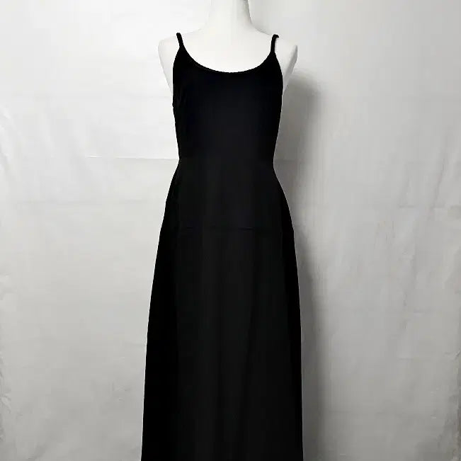 [BUNJANG] YBY Black Spaghetti Strap Long Dress / YBY 블랙 스파게티 어깨 끈 롱 원피스 80-85