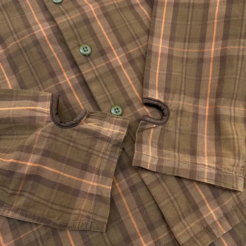 [BUNJANG] PPFM Checkered Hoodie Shirt / PPFM 이너 커프스 후드 체크 셔츠