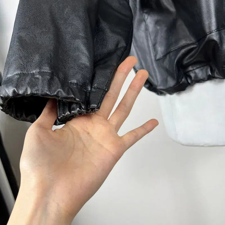 [BUNJANG] wished Black Faux Leather Jacket / wished/레자 블랙 자켓 점퍼 여S M/라덴