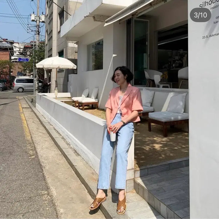 [BUNJANG] Heon She Tweed Short Sleeve Jacket / 허앤쉬 반팔 트위드자켓