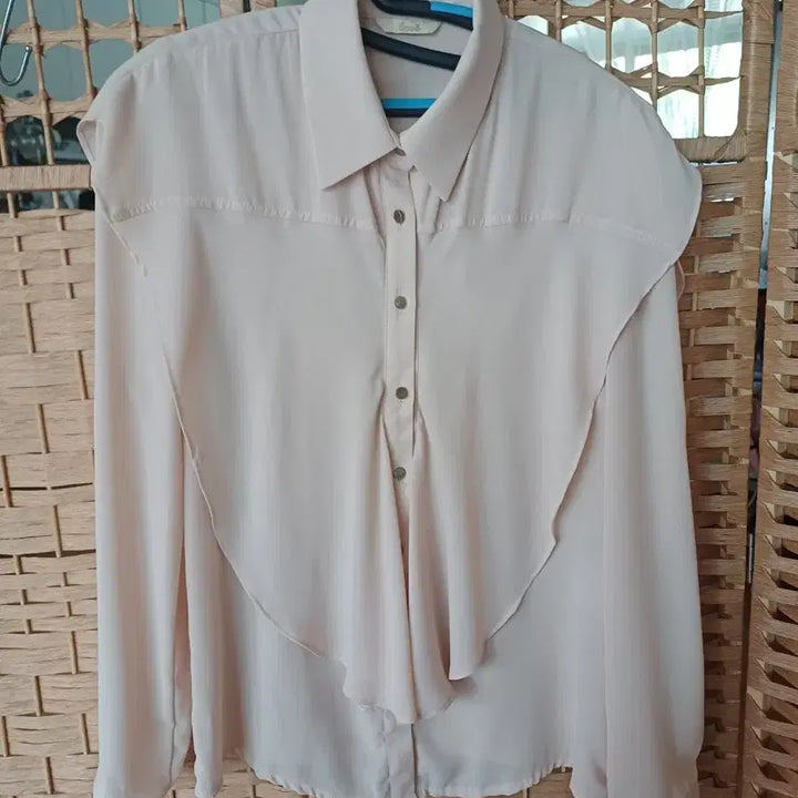 [BUNJANG] SODA Pink Frill Blouse / 쏘다 핑크 블라우스 프릴장식
