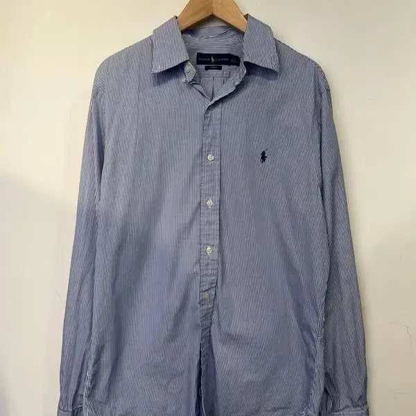 [SOLD OUT] 미디움 폴로 랄프 로렌 슬림핏 스트라이프 봄 셔츠 블루