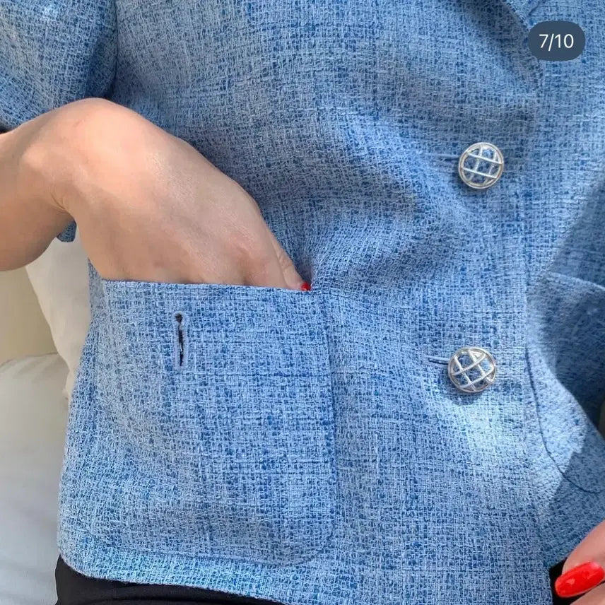 [BUNJANG] Heon She Tweed Short-Sleeve Jacket / 허앤쉬 반팔 트위드자켓