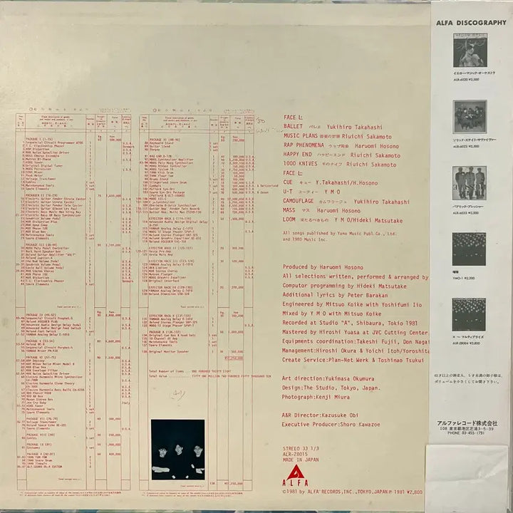 [SOLD OUT] 신스팝 YMO-BGM 초반LP 류이치 사카모토