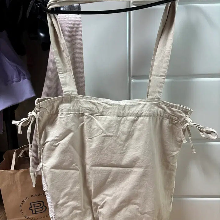 [BUNJANG] Lace Ruffle Eco Bag / 레이스 캉캉 에코백 아이보리