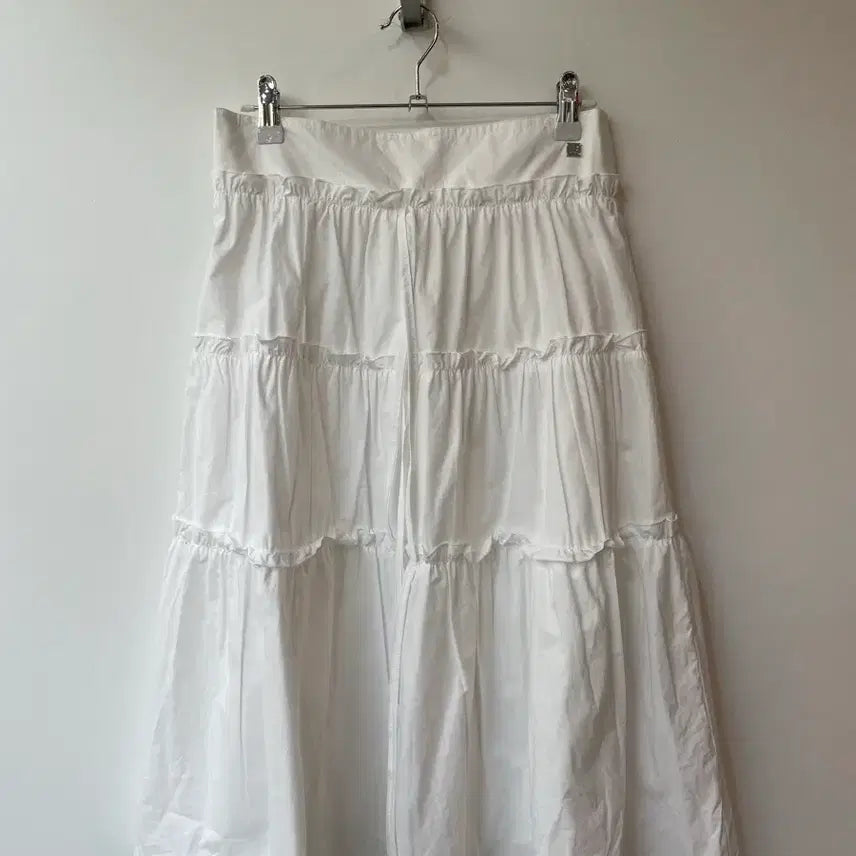 [BUNJANG] White Ruffle Midi Skirt M / 화이트 캉캉 미디 스커트 M