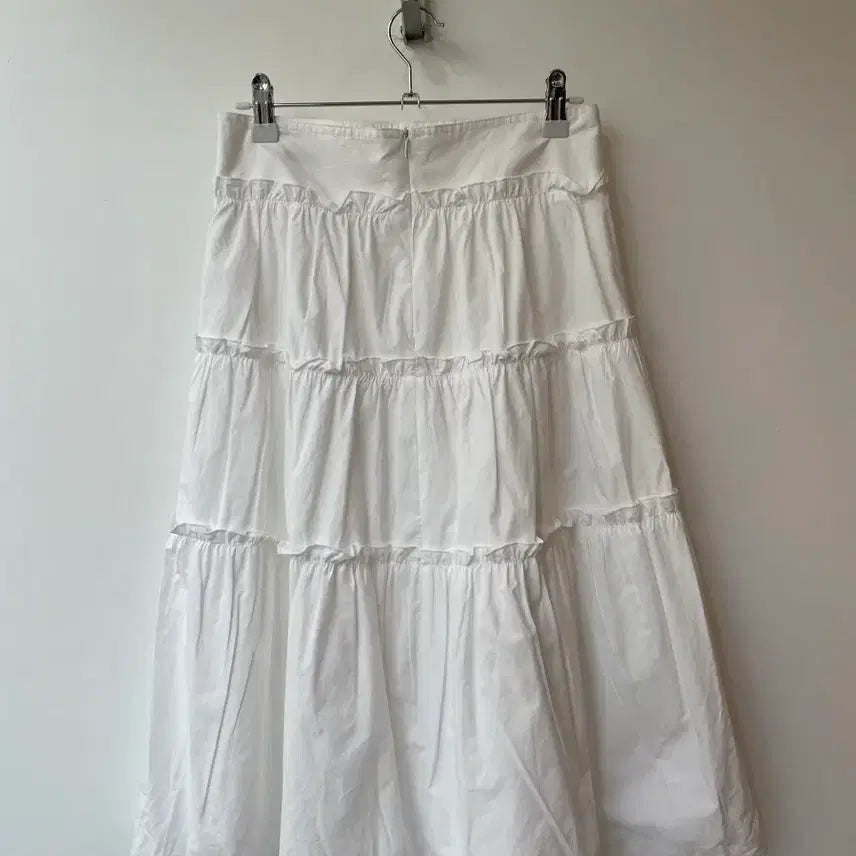 [BUNJANG] White Ruffle Midi Skirt M / 화이트 캉캉 미디 스커트 M