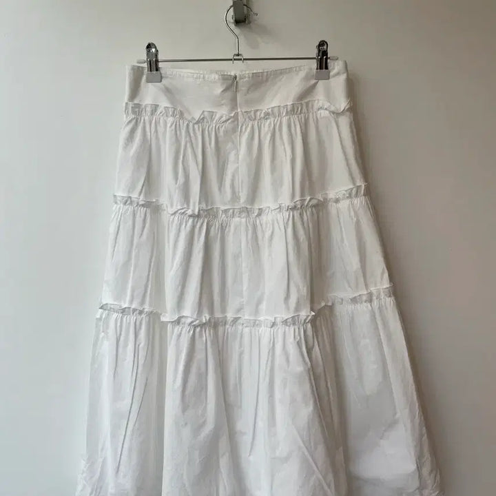 [BUNJANG] White Ruffle Midi Skirt M / 화이트 캉캉 미디 스커트 M