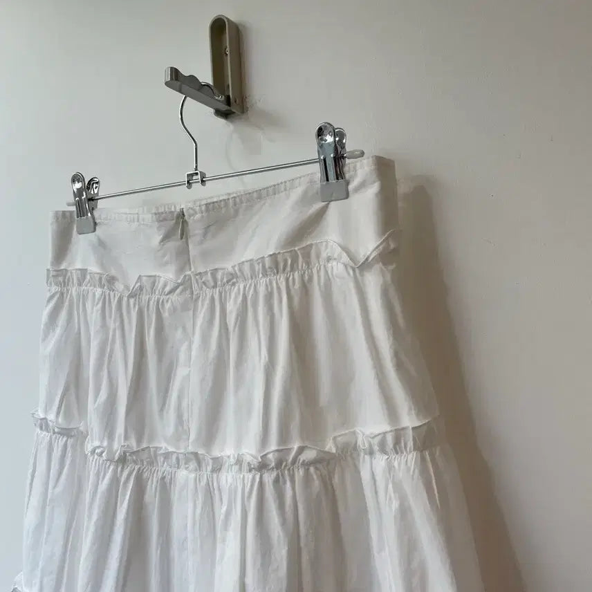 [BUNJANG] White Ruffle Midi Skirt M / 화이트 캉캉 미디 스커트 M