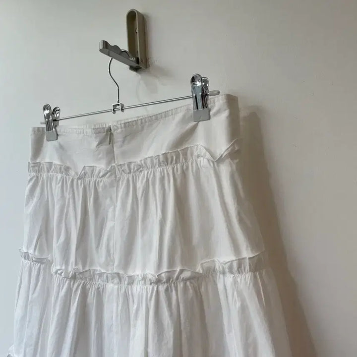 [BUNJANG] White Ruffle Midi Skirt M / 화이트 캉캉 미디 스커트 M