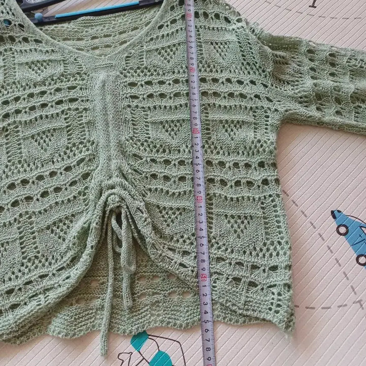 [BUNJANG] Mint Green Knit Punching Summer Cardigan / 민트색 뜨개 니트 펀칭 여름 가디건
