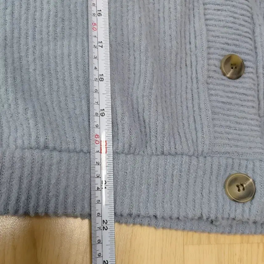 [BUNJANG] 1 PERCENT ELEVEN Blue Ribbed V-Neck Cardigan / 1 PERCENT ELEVEN 블루 골지 브이넥 가디건