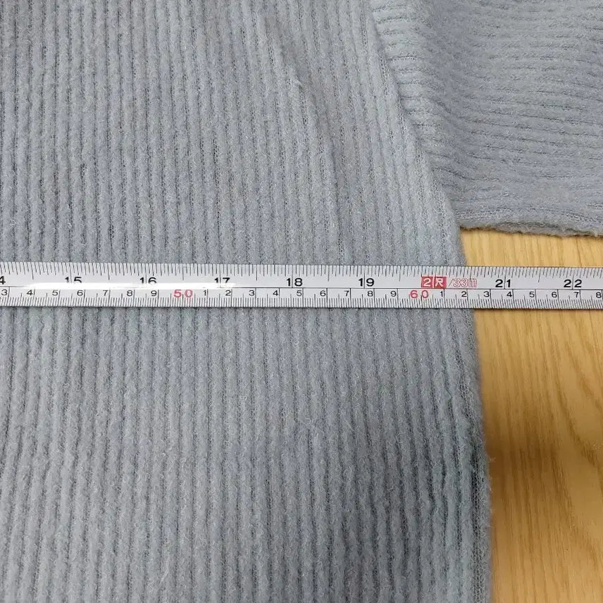 [BUNJANG] 1 PERCENT ELEVEN Blue Ribbed V-Neck Cardigan / 1 PERCENT ELEVEN 블루 골지 브이넥 가디건