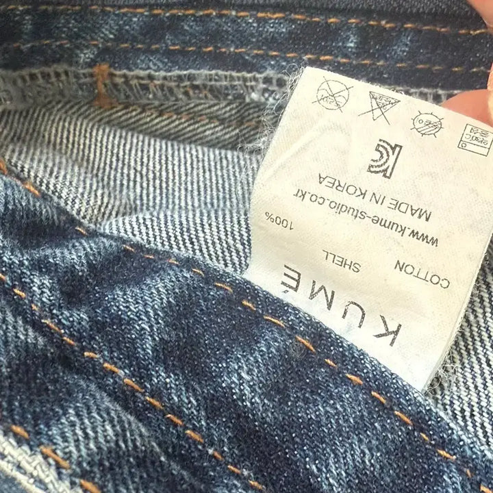 [BUNJANG] Kume Semi-Wide Denim Medium Blue Jeans / 쿠메 포켓 세미와이드 데님 미디엄 블루
