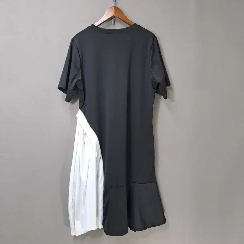 [BUNJANG] Black/White Asymmetric Layered Dress / 블랙/화이트 언발란스 레이어드 원피스