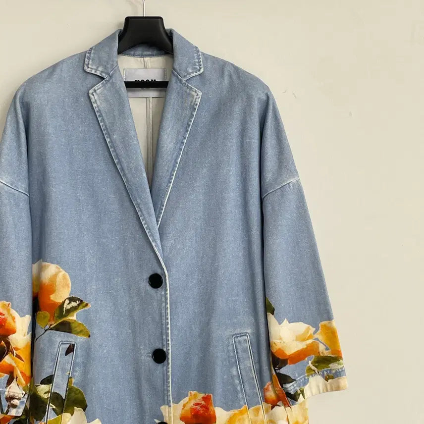 [SOLD OUT] MSGM 데님 플라워 프린팅 롱 싱글 롱 코트