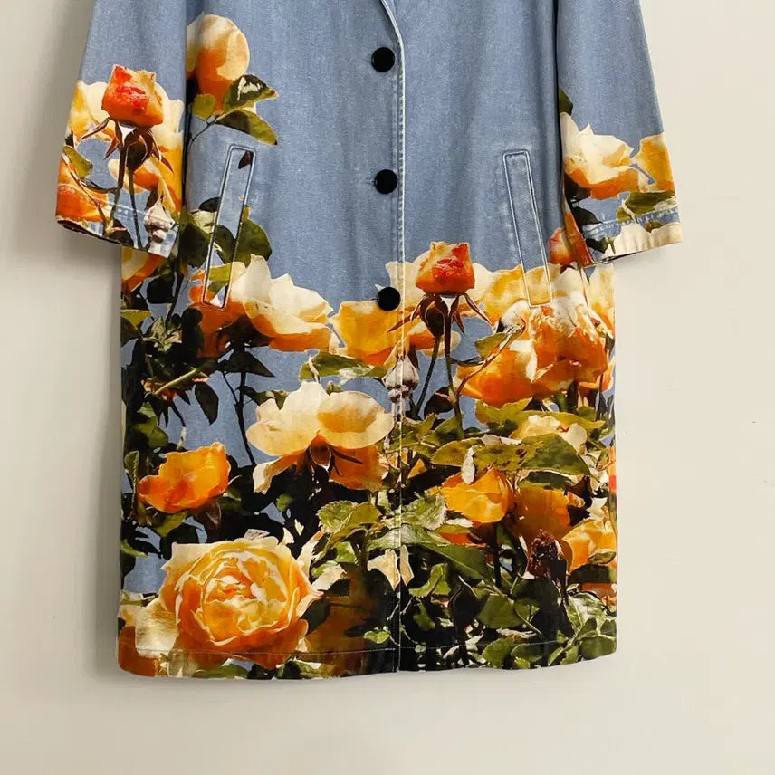 [SOLD OUT] MSGM 데님 플라워 프린팅 롱 싱글 롱 코트