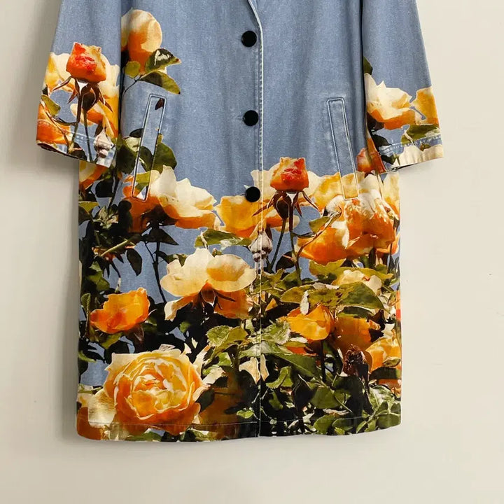 [SOLD OUT] MSGM 데님 플라워 프린팅 롱 싱글 롱 코트