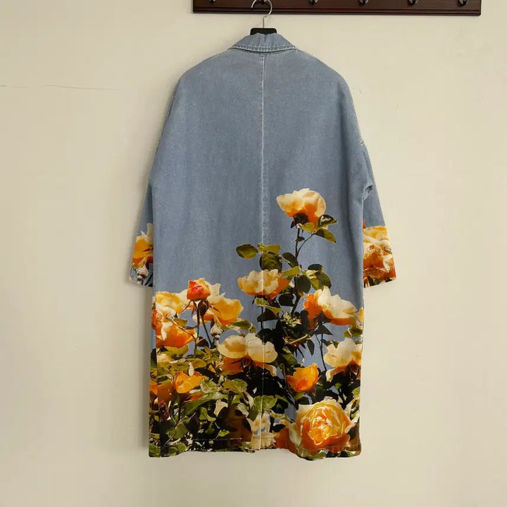[SOLD OUT] MSGM 데님 플라워 프린팅 롱 싱글 롱 코트