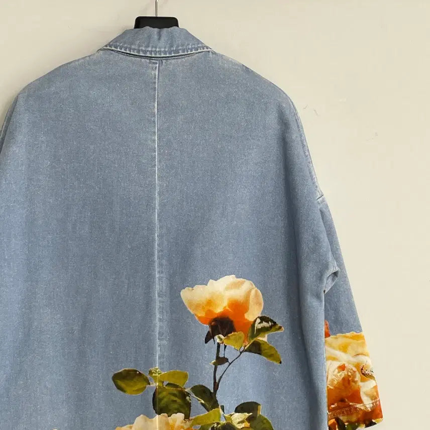 [SOLD OUT] MSGM 데님 플라워 프린팅 롱 싱글 롱 코트