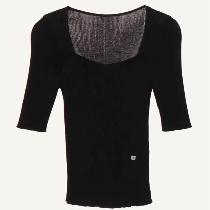 [BUNJANG] Deuel Black 7/10 Sleeve Knit Top / 듀엘 블랙 니트7부(실사. 무배)
