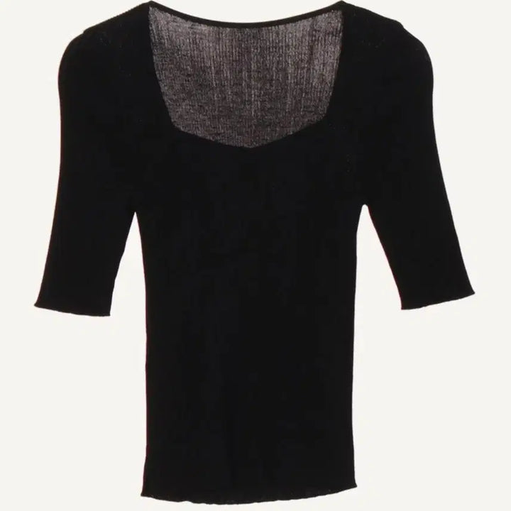 [BUNJANG] Deuel Black 7/10 Sleeve Knit Top / 듀엘 블랙 니트7부(실사. 무배)