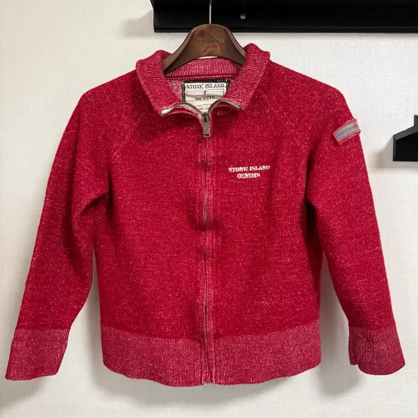 [BUNJANG] Stone Island Denim Zip-up Cardigan / 스톤아일랜드 데님 짚업 가디건 레드