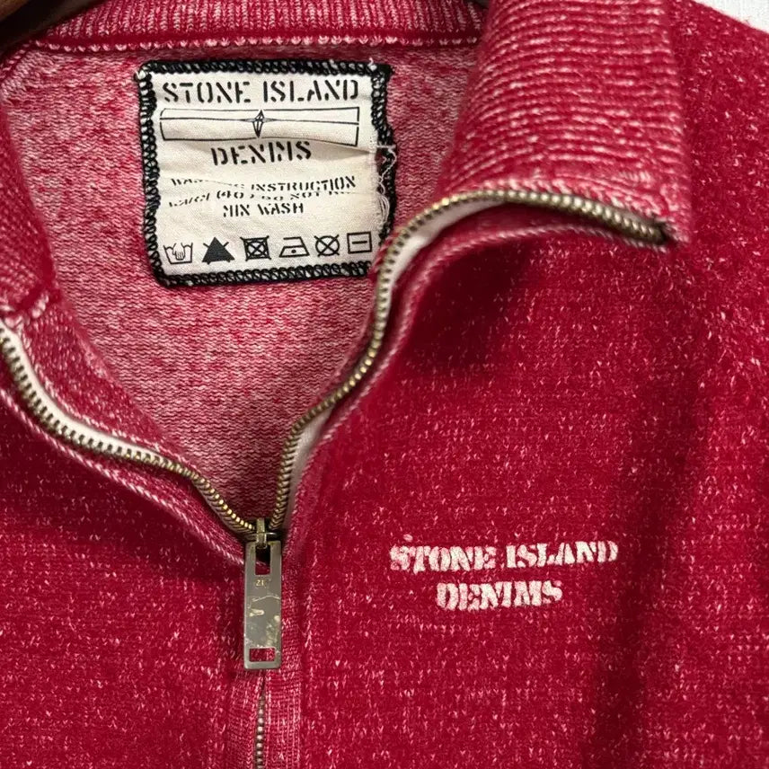 [BUNJANG] Stone Island Denim Zip-up Cardigan / 스톤아일랜드 데님 짚업 가디건 레드