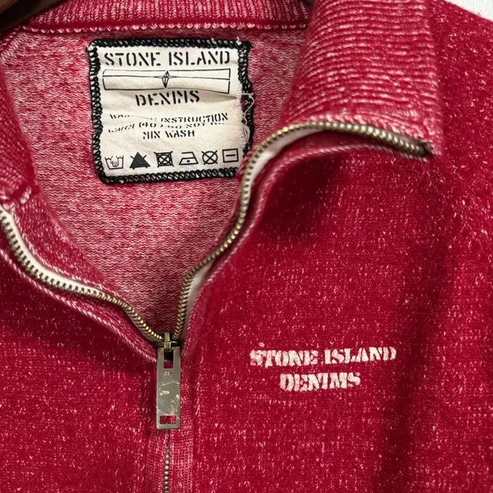 [BUNJANG] Stone Island Denim Zip-up Cardigan / 스톤아일랜드 데님 짚업 가디건 레드