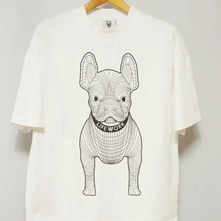 [BUNJANG] Life Work Big Logo White T-shirt / 라이프워크 빅로고 반팔 라운드 티셔츠 남성100