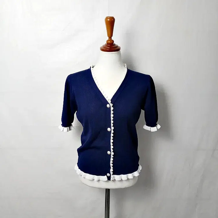[BUNJANG] DSADNATS Navy Lace Short Sleeve Cardigan / DSADNATS 드라드낫츠 네이비 레이스 반팔가디건 85