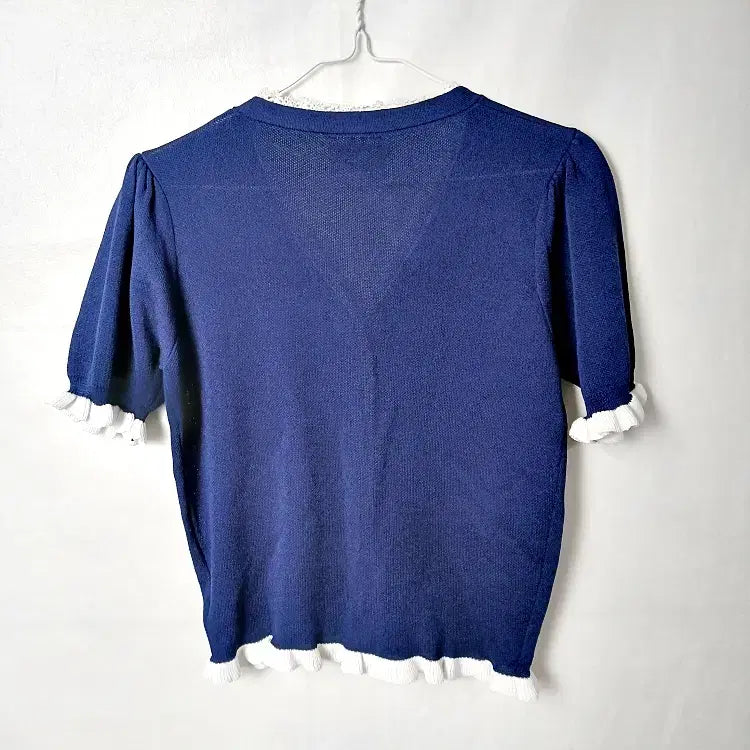[BUNJANG] DSADNATS Navy Lace Short Sleeve Cardigan / DSADNATS 드라드낫츠 네이비 레이스 반팔가디건 85