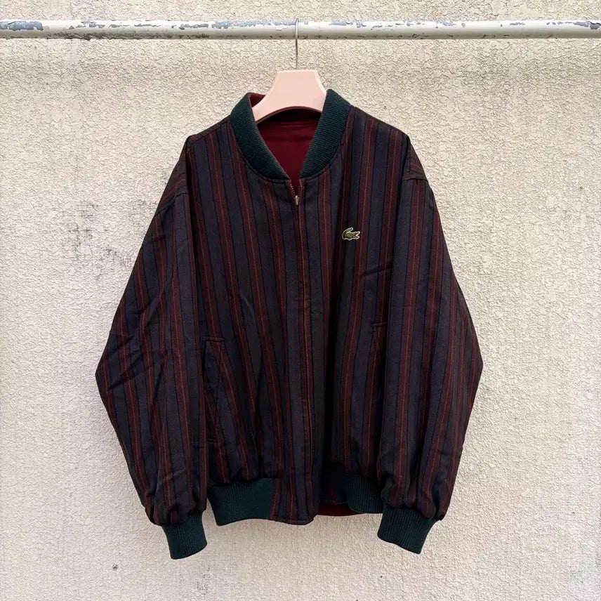 [SOLD OUT] 라코스테 90s 올드스쿨 버건디 리버시블 블루종 자켓(100)