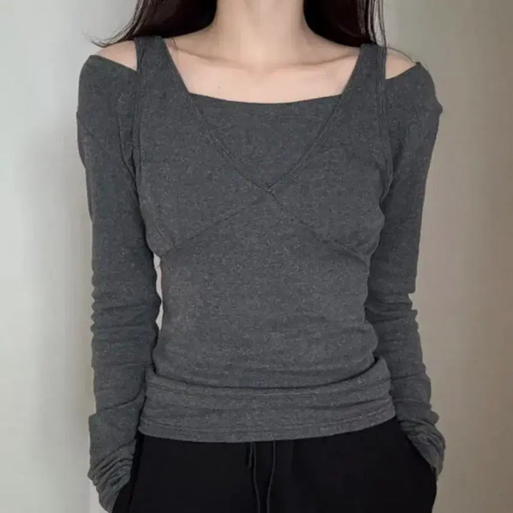 [BUNJANG] The Bone Toys Layered Tank Top Set / 더보느 토이즈 긴팔 레이어드 나시 세트