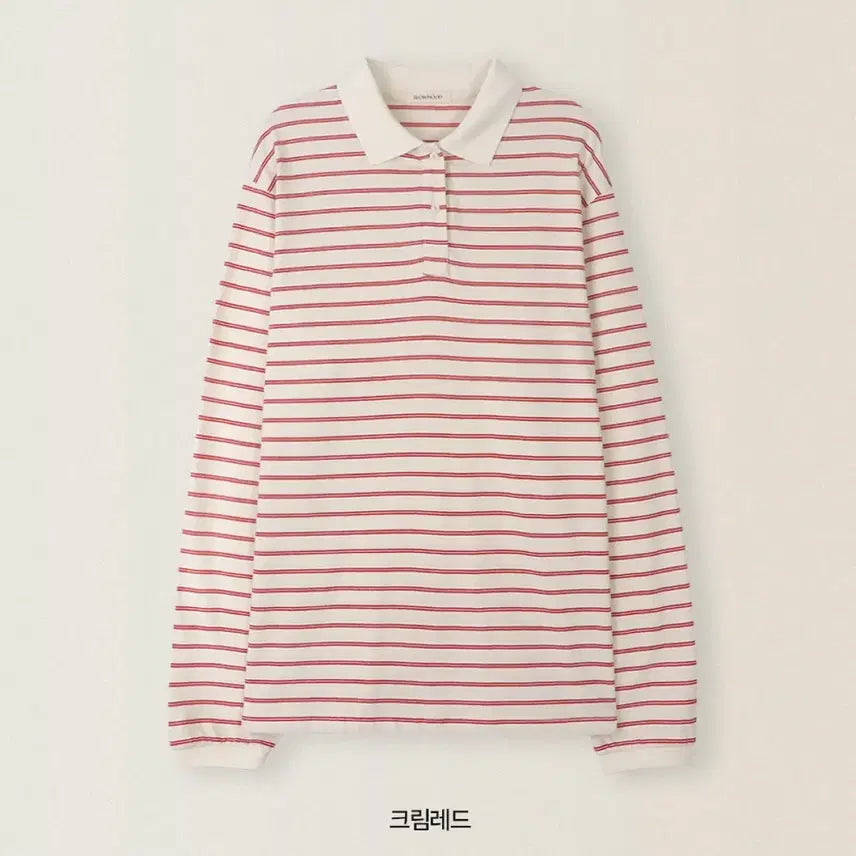 [BUNJANG] Slow and Cream Red Striped Pique T-Shirt / [옷장정리]슬로우앤드 팬톤 스트라이프 피케티셔츠 크림레드