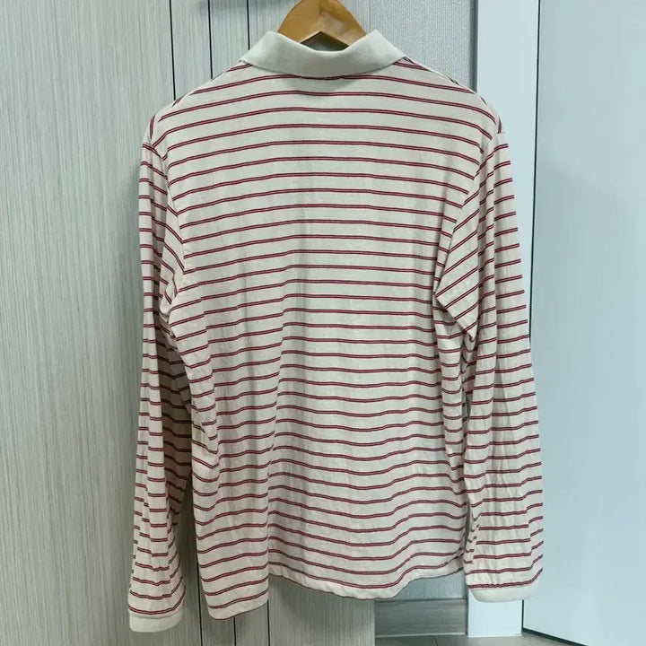 [BUNJANG] Slow and Cream Red Striped Pique T-Shirt / [옷장정리]슬로우앤드 팬톤 스트라이프 피케티셔츠 크림레드